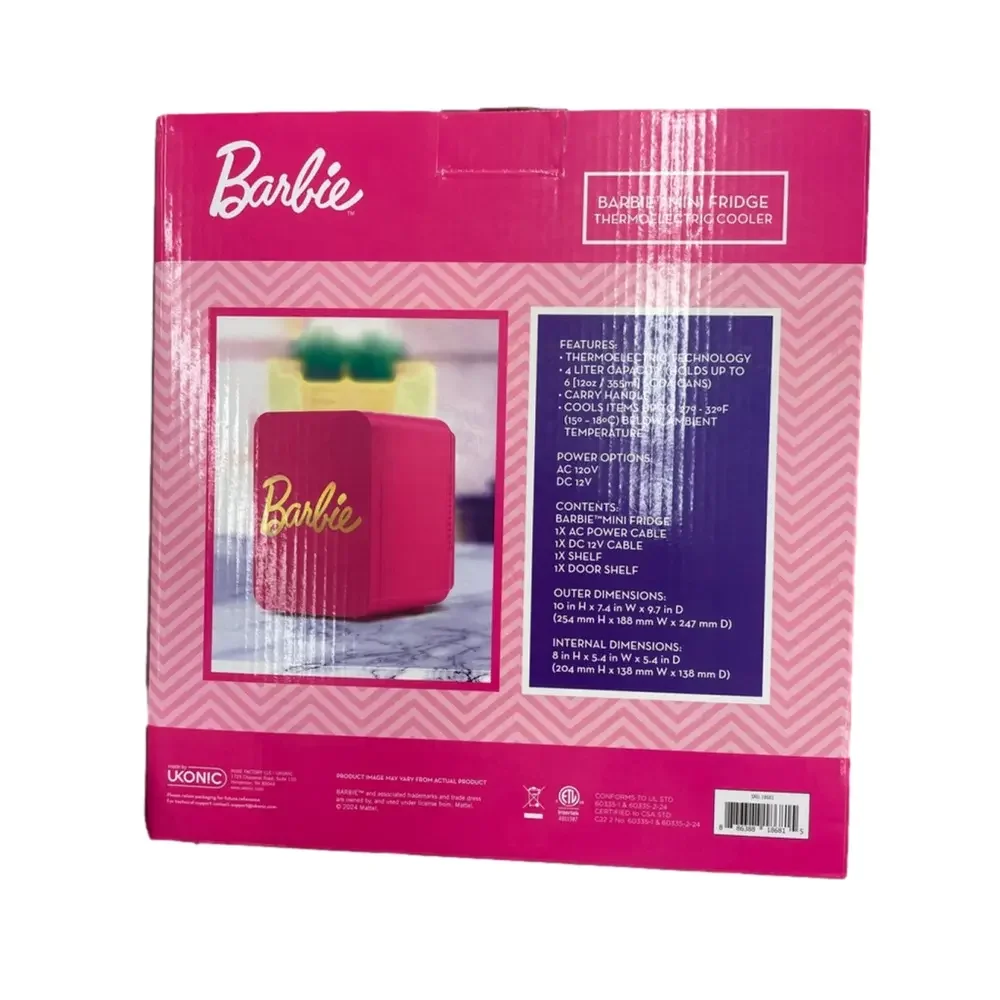 Barbie Mini Fridge Pink Cooler - Picture 3 of 4